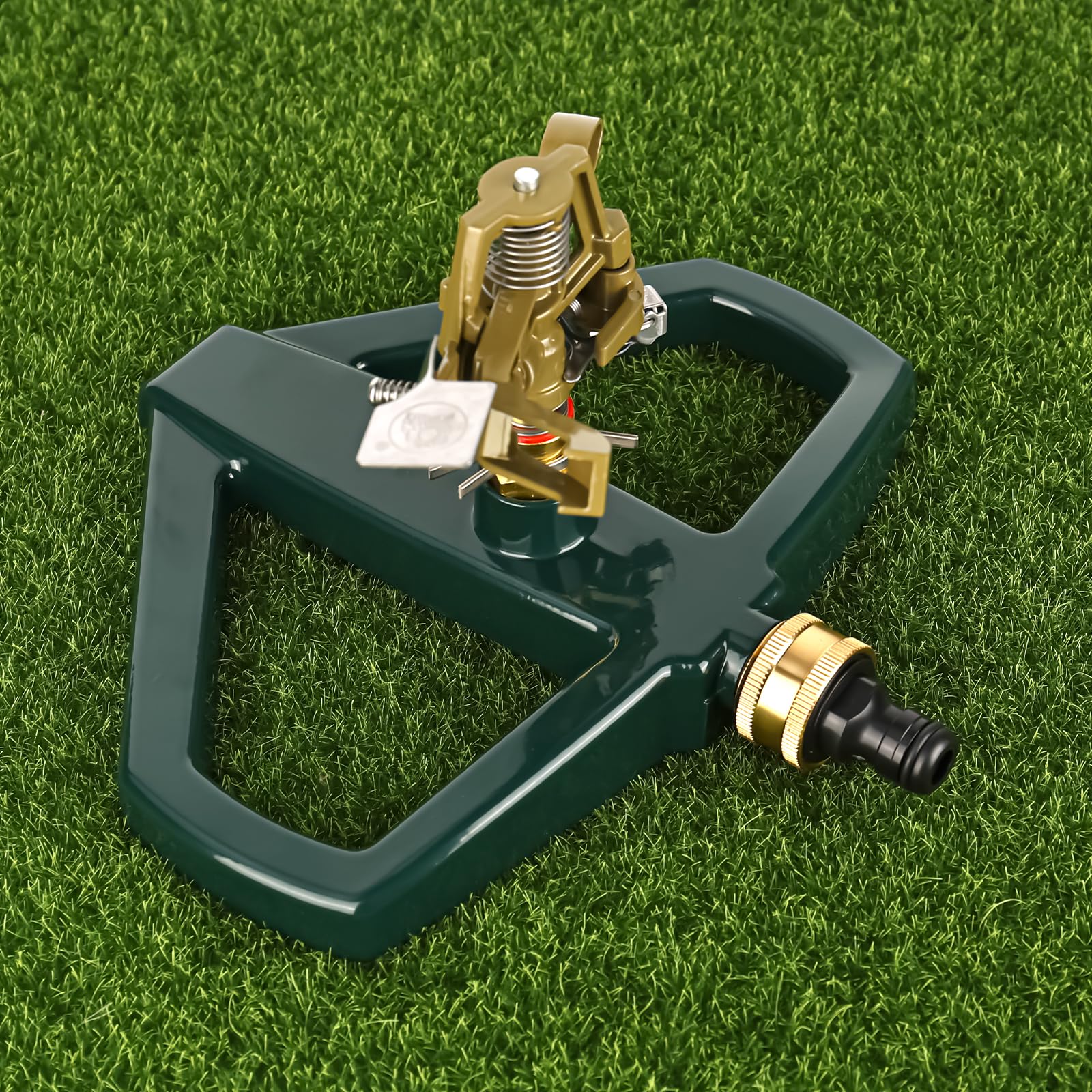 Arroseurs pour Jardin à Impact pulsé avec Base en métal, arroseur pelouse, arroseur Circulaire à Impulsion en Zinc, pour Irrigation de Cour et d'herbe, arroseur de pelouse à 360 degrés