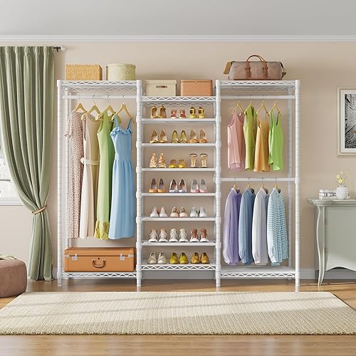 Miniatura 7 de VIPEK S3 - Perchero independiente resistente para ropa, estante de ropa de 6 niveles, estantes para zapatos, organizador de almacenamiento para