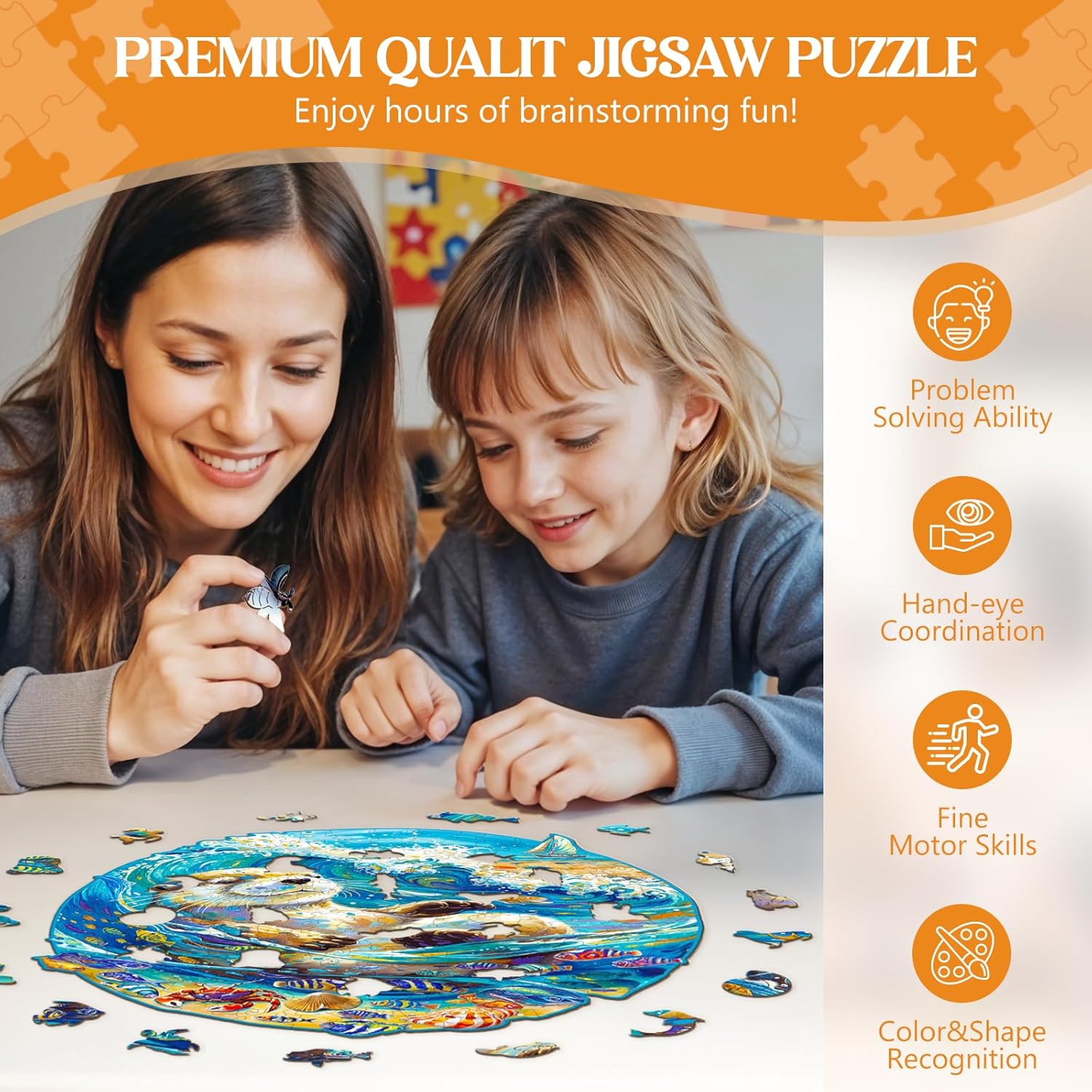 Wooden Puzzles for Adults, Leisurely Otter Wood Puzzles Adult, Unique Animal Shaped Wooden Jigsaw Puzzle, Creative Birthday Gifts for Friends/Family/Puzzle Lovers, Home Decor(M-11.4 * 11.3n 200pcs)