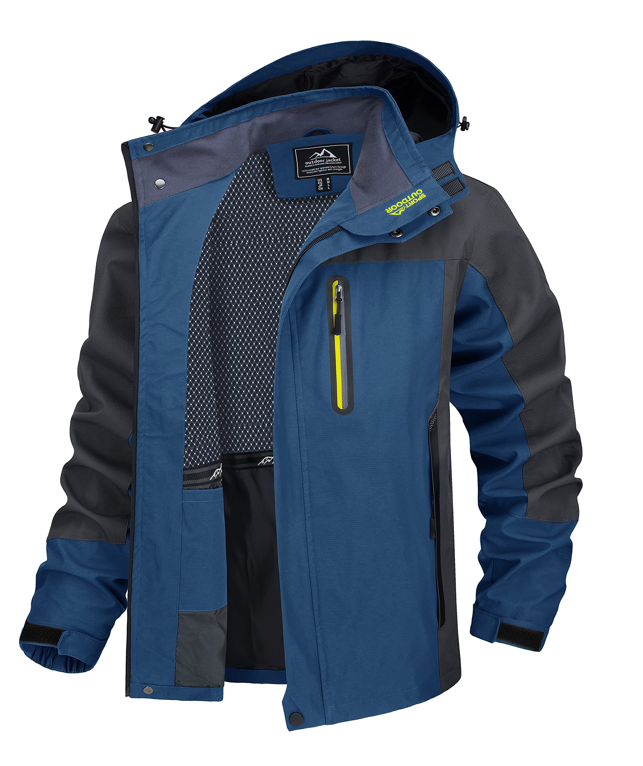 TACVASEN Chaqueta al Aire Libre de Los Hombres Chaqueta de Senderismo Impermeable Chaqueta de Campamento con Bolsillo con Cremallera