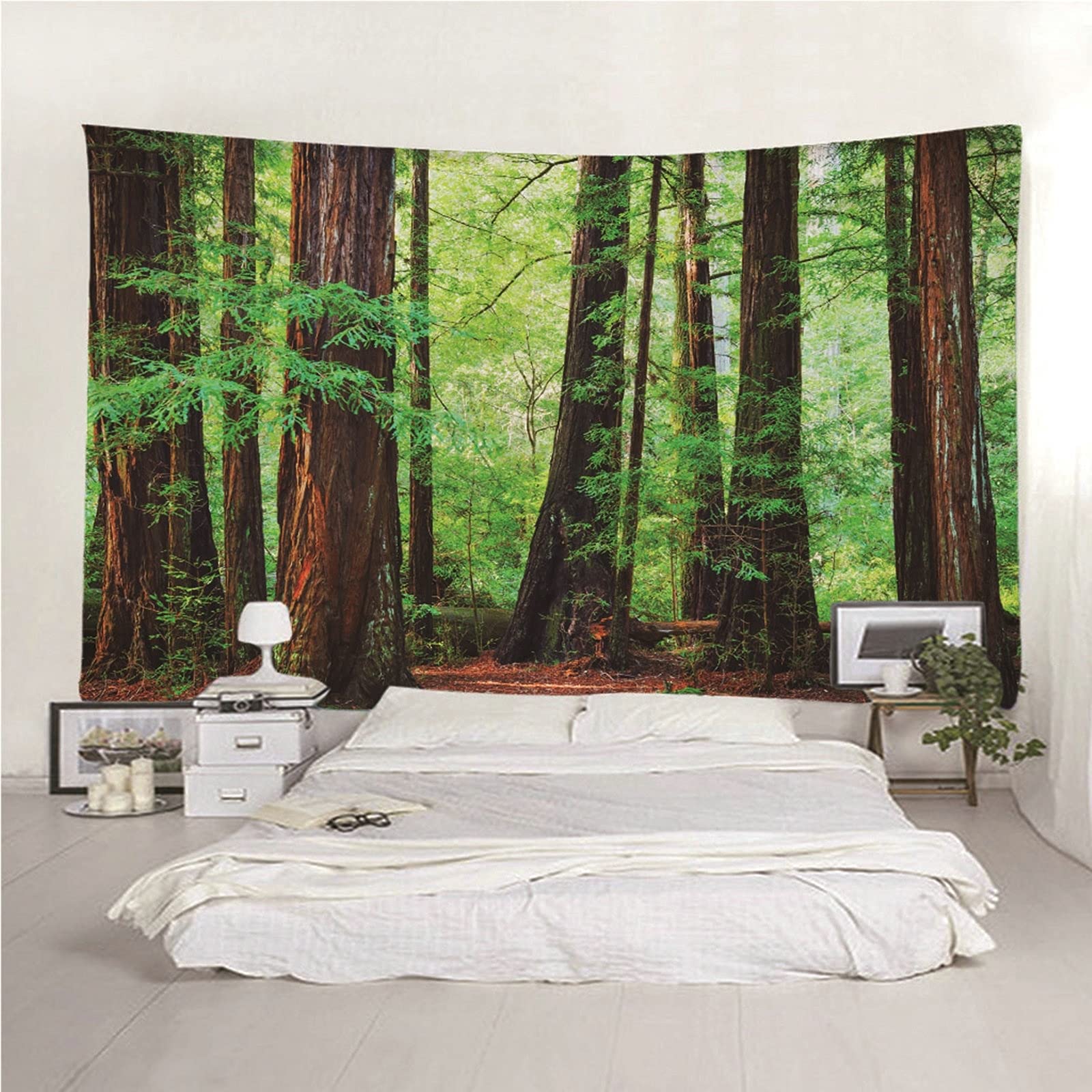 Aeici Tela Mural Pared, Manta Pared Decorativa Tapiz de Pared Bosque Tapiz- Marrón Verde, 350x256CM