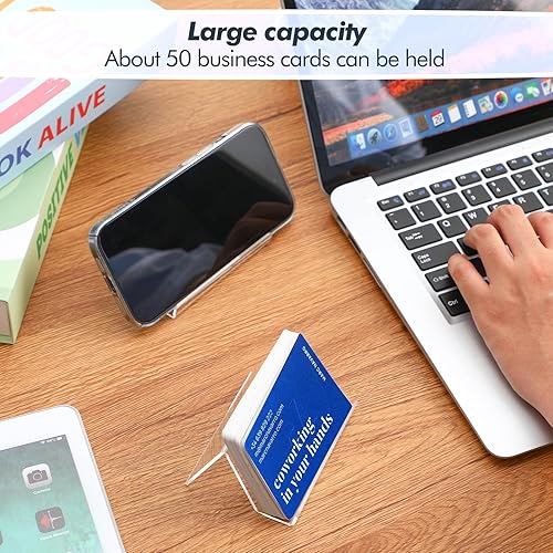 Miniatura 6 de Paquete de 100 soportes acrílicos para tarjetas de visita para escritorio, soporte de acrílico de oficina para tarjetas de visita a granel,