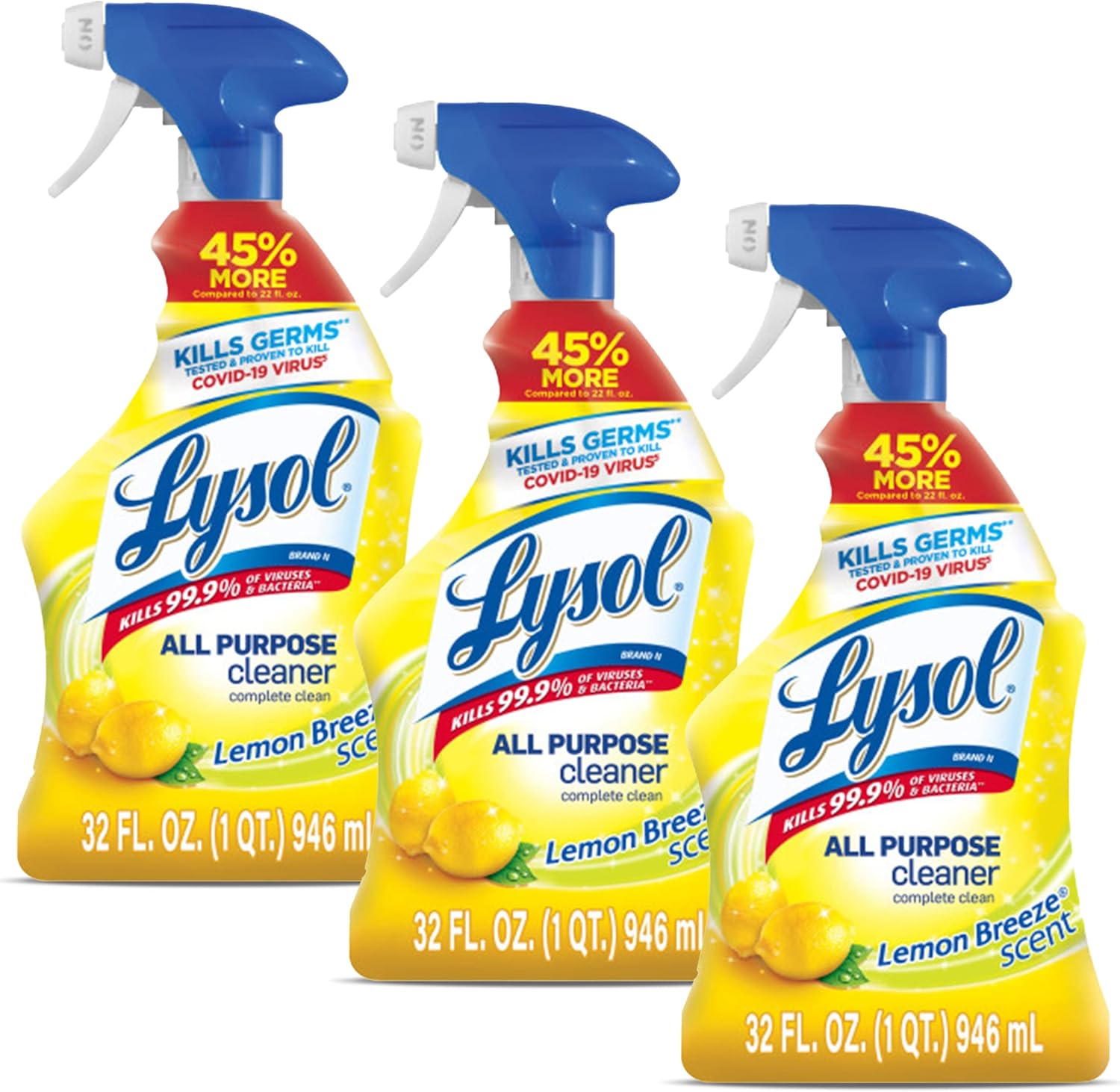 Lysol AllPurpose Cleaner Trigger, Lemon Breeze Scent, 32 Fluid Ounce (Pack of 3
