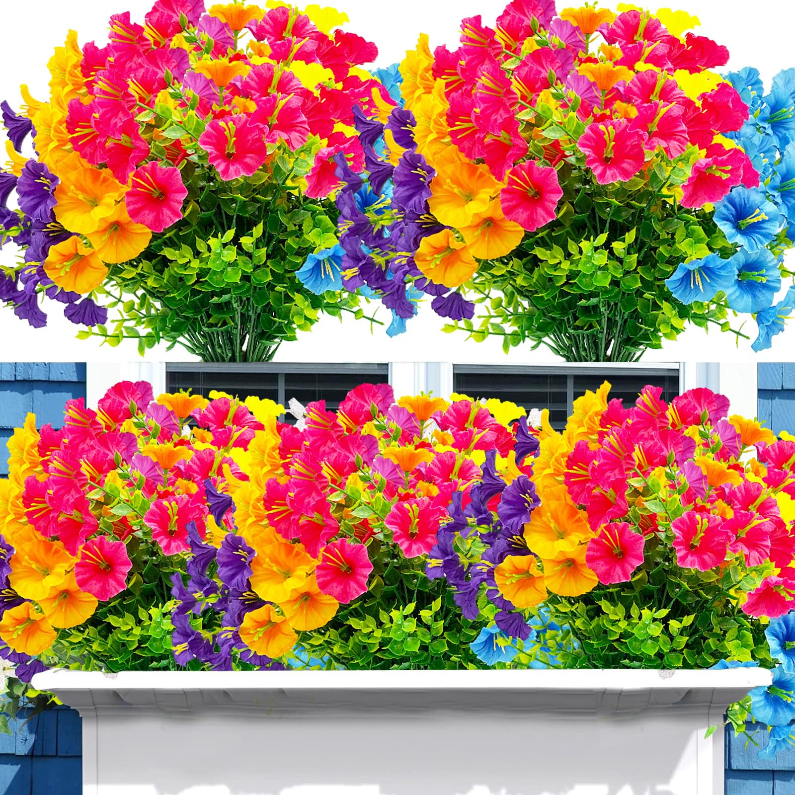 Jadeunm 6 Bündel Künstliche Blumen Balkon Kunstblumen Wetter