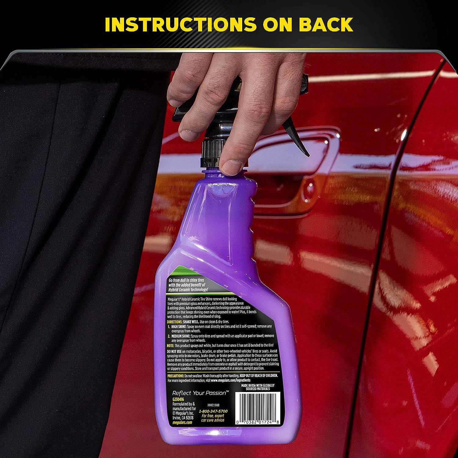 Meguiar’s Spray Brillant pneus - Hybride céramique G230416EU, 16 oz (473 ML) Bouteille, Noir