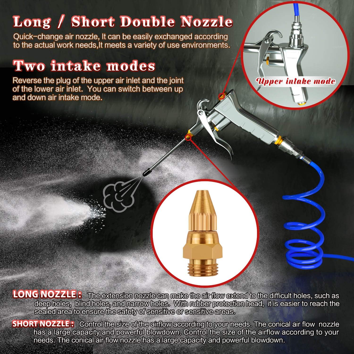 Air Blow Gun Astarye Nozzle Duster Blow Gun Cleaner 1/4" Industrial Type D Air Compressor Quick Connect hand-operated spray guns