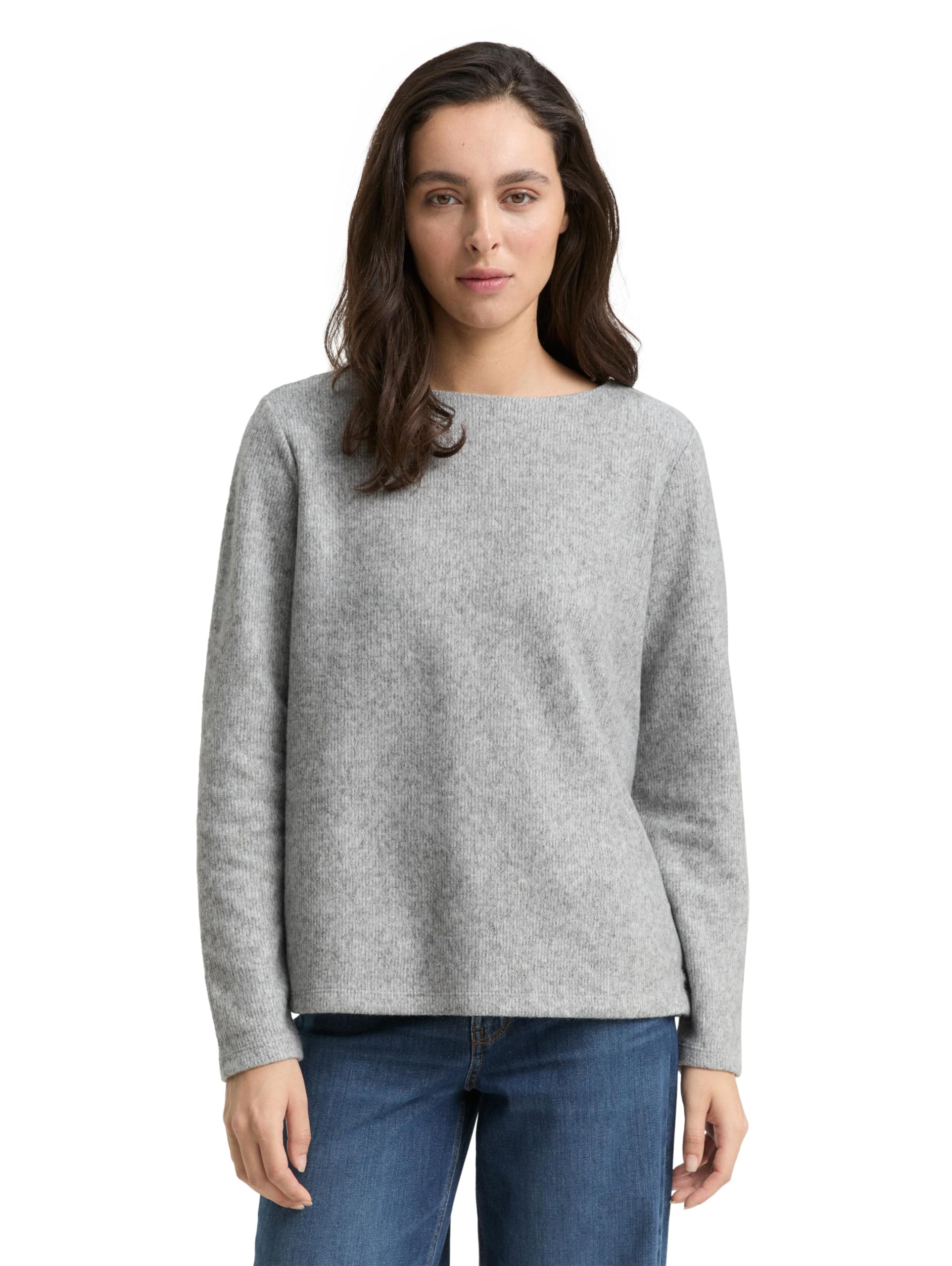 Tom Tailor Damen 1043760 Plussize Cosy Sweatshirt mit Knöpfen