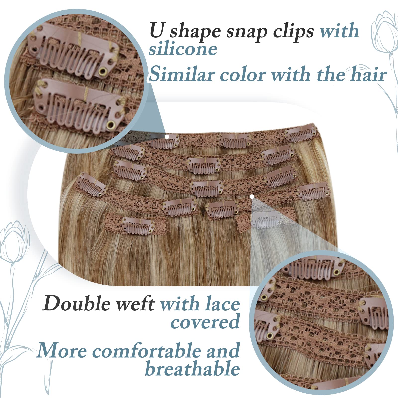 Hair Extensions Hair Couture Clip 14” Human Hair - 12 pieces easiXtend Pro Human Hair Extensions | 12 main image 3
