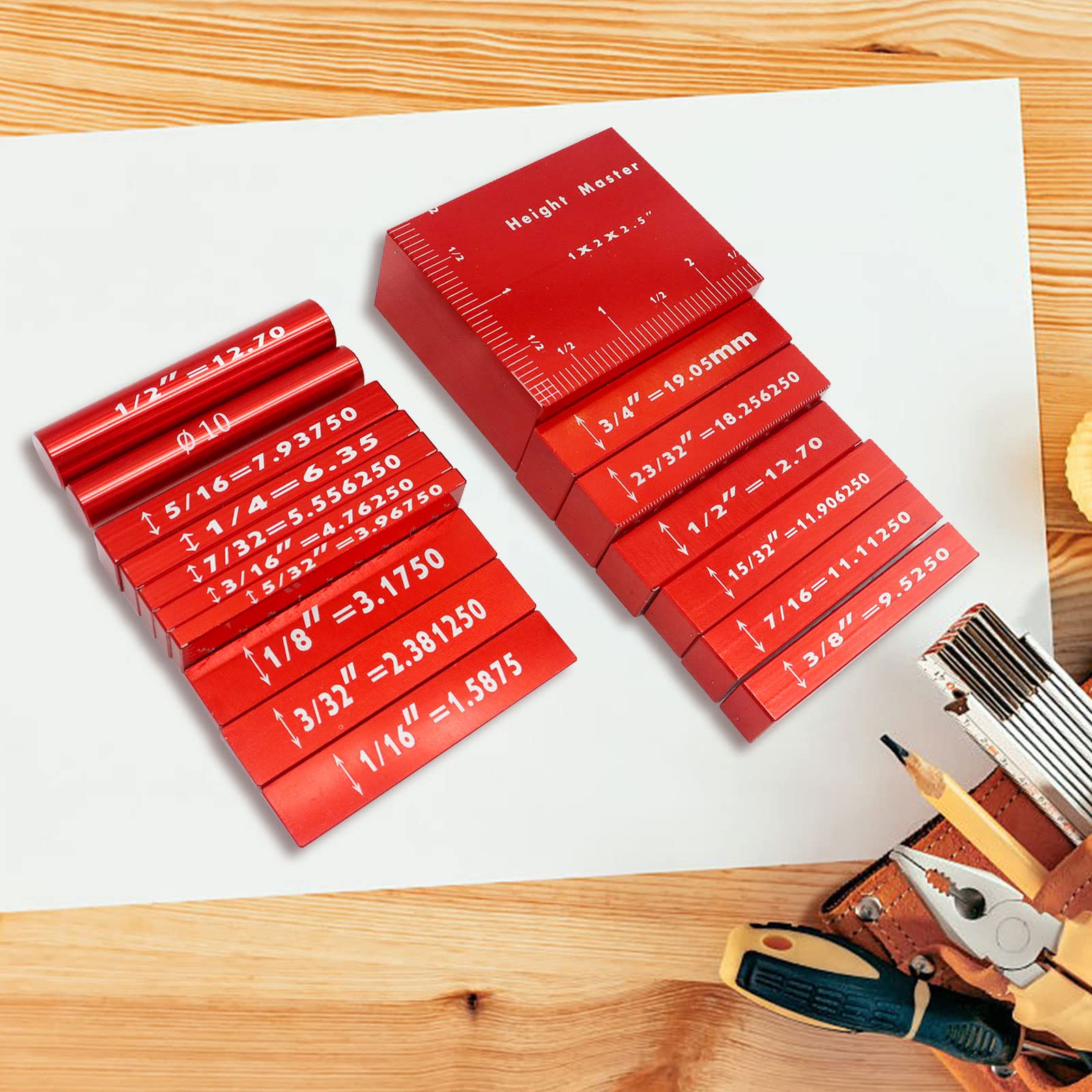 Set 9 Blocchetti Di Precisione In Alluminio - Per Seghe E Router, Con Scala - Foto 4