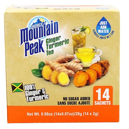 Jamaica Mountain Peak - Té de cúrcuma de jengibre (paquete de 14 bolsas)