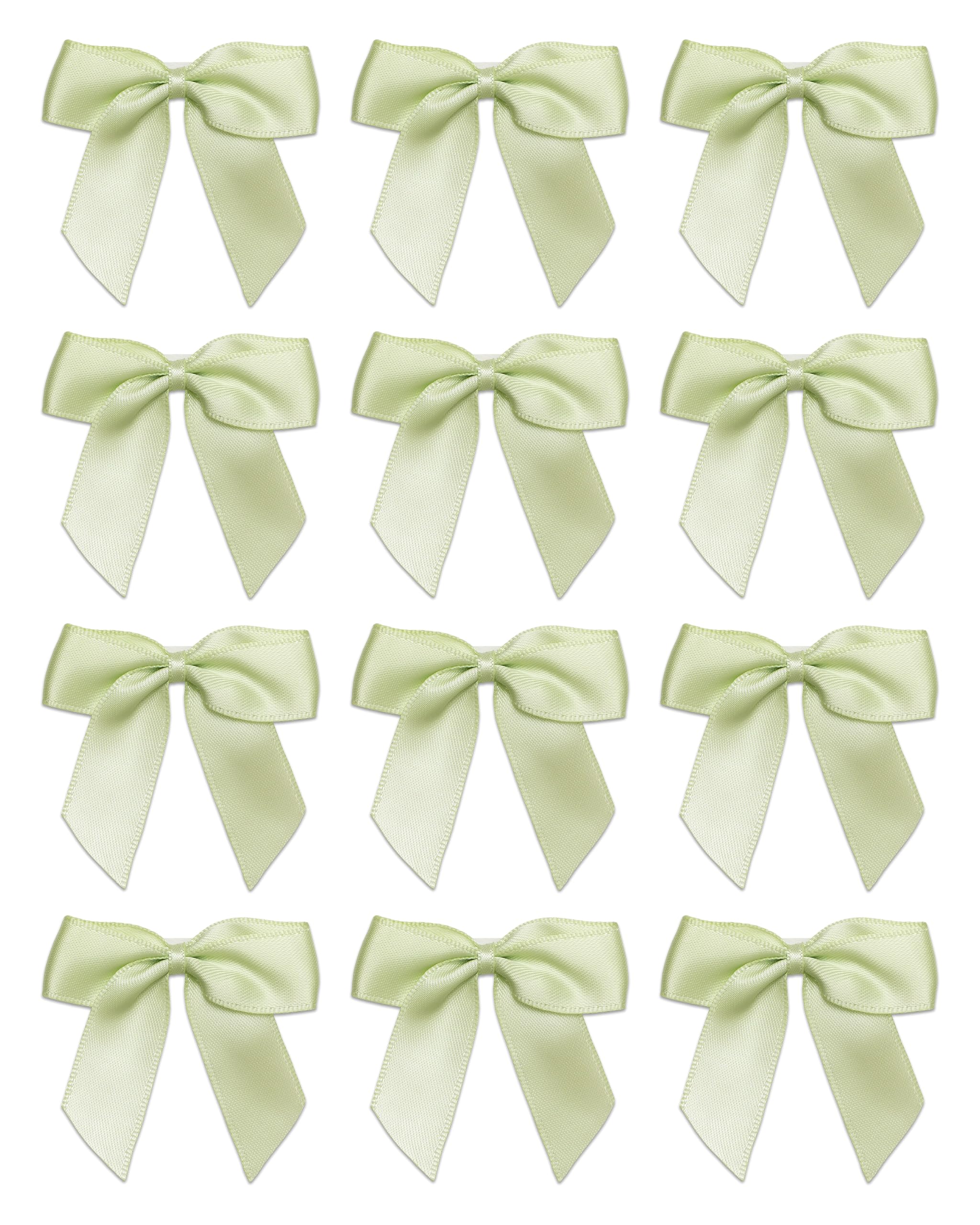 Italian Options Small Satin Ribbon Bows, Self Adhesive Bow Decorations for Crafts, Gift Wrap, Hampers, Hair Bows, Wedding Stationery, Floristry, Christmas, Cakes, Crafting, Light Green, 24 Pack, 5 cm — image 1