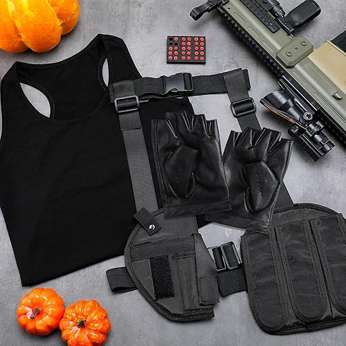Miniatura 7 de 2 piezas de fundas de muslo de Halloween para mujer, funda de pistola de pierna ajustable universal para pierna de pistola, soporte para bolsa de