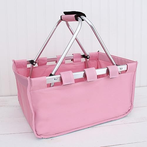 Miniatura 8 de Threadart Cesta de mercado plegable grande  Rosa  Marco de aluminio  Tela de poliéster  Práctico diseño plano plegable  Bolsa de compras