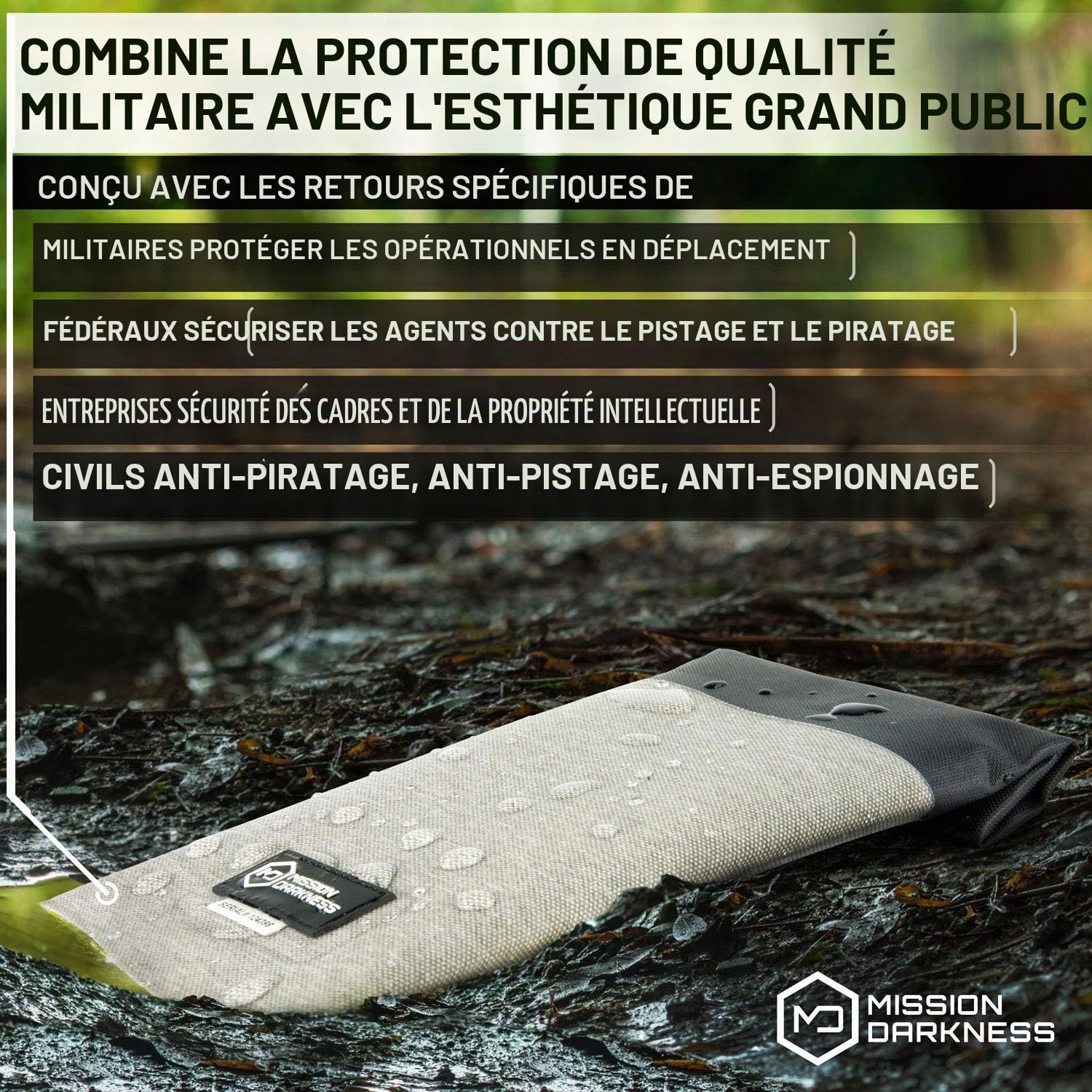 Mission Darkness Dry Shield Faraday Phone Sleeve // Slim Waterproof Dry Bag for Cell Phones + RF Shielding Liner // Signal Blocking, Anti-tracking, EMP Shield, Data Privacy, Electronic Device Security