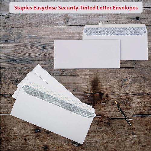 Miniatura 7 de Staples Sobres comerciales #10, QuickStrip EasyClose Peel & Seal, tintados de seguridad, 9.5 x 4.125 pulgadas, paquete de 500, color blanco