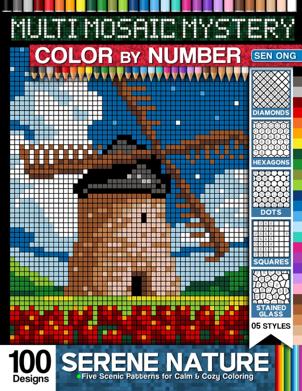 Serene Nature Multi Mystery Mosaic Color By Number: Five Scenic Patterns for Calm & Cozy Coloring