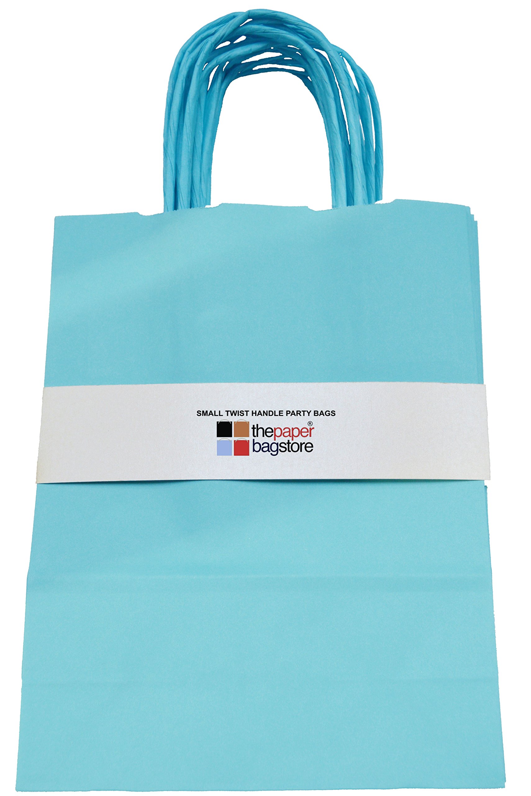 Thepaperbagstore 40 Light Blue Paper Party Bags with Handles, Colourful Paper Gift Bags for Kids and Adults Parties Birthdays - Image 2