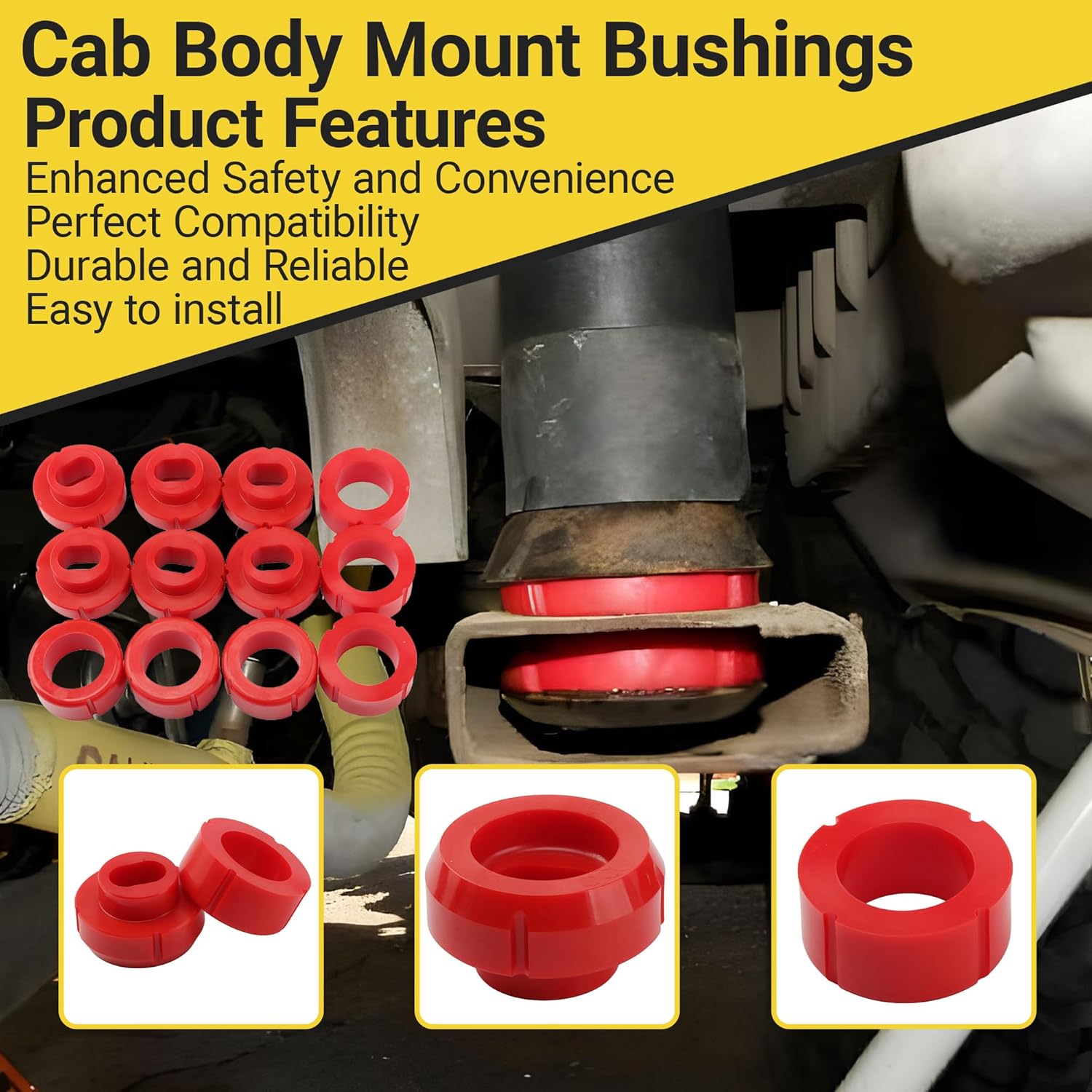 7-108 Polyurethane Body Cab Mount Bushing Kit 12PCS for 81-87 Chevy C10 C20 K10 K20 K30 for GMC C1500 C2500 K1500 K2500