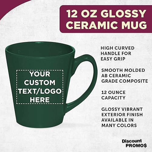 Miniatura 3 de DISCOUNT PROMOS Taza de café con leche de cerámica brillante personalizada de 12 onzas, juego de 100, paquete personalizado a granel, perfecta para