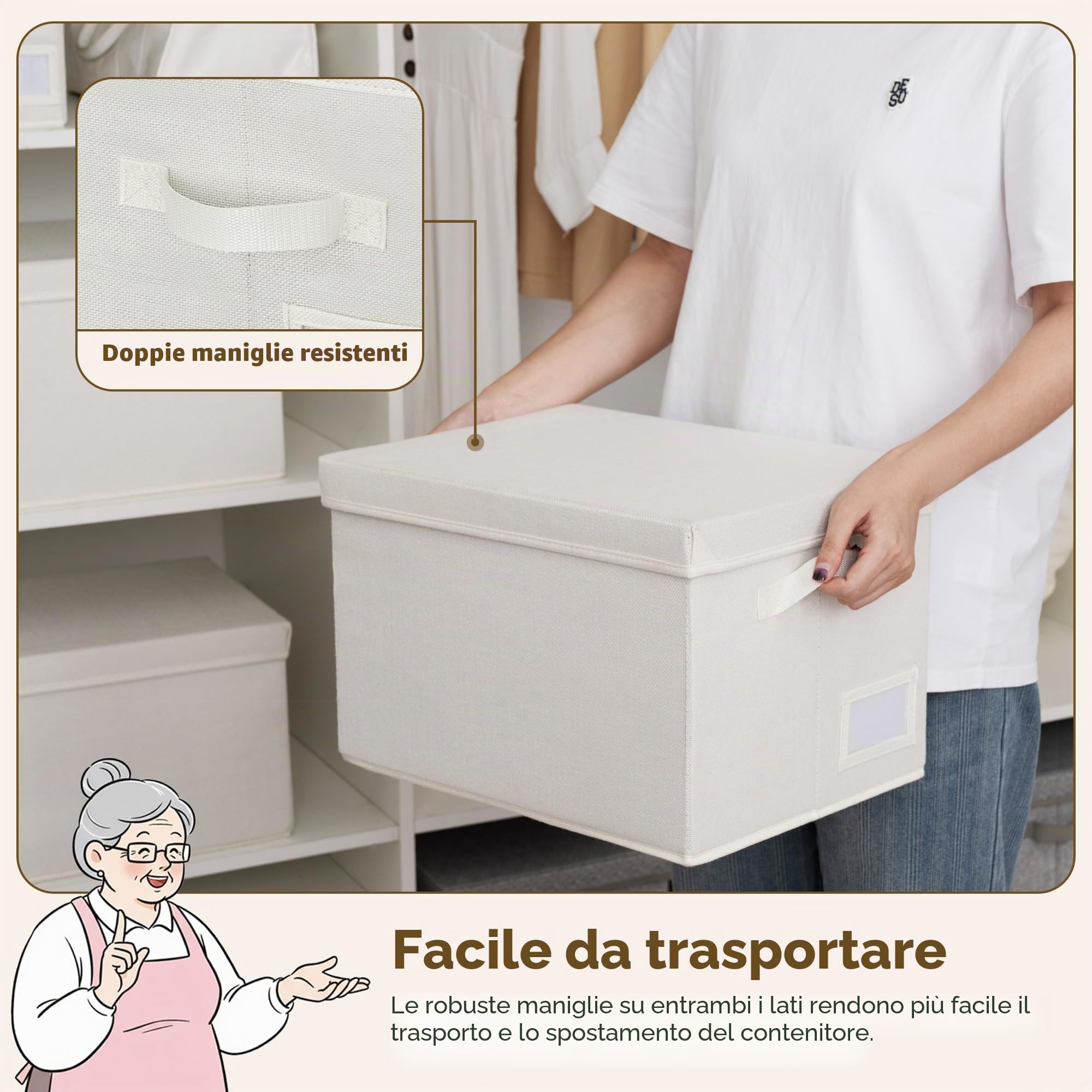 GRANNY SAYS Set di Porta Oggetti da Appendere con 4 Tasche e Scatole Portaoggetti con Coperchio