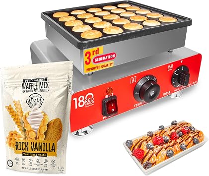 ALDKitchen Mini Dutch Pancake Maker | Poffertjes Maker | Nonstick | 110V 25 Pancakes
