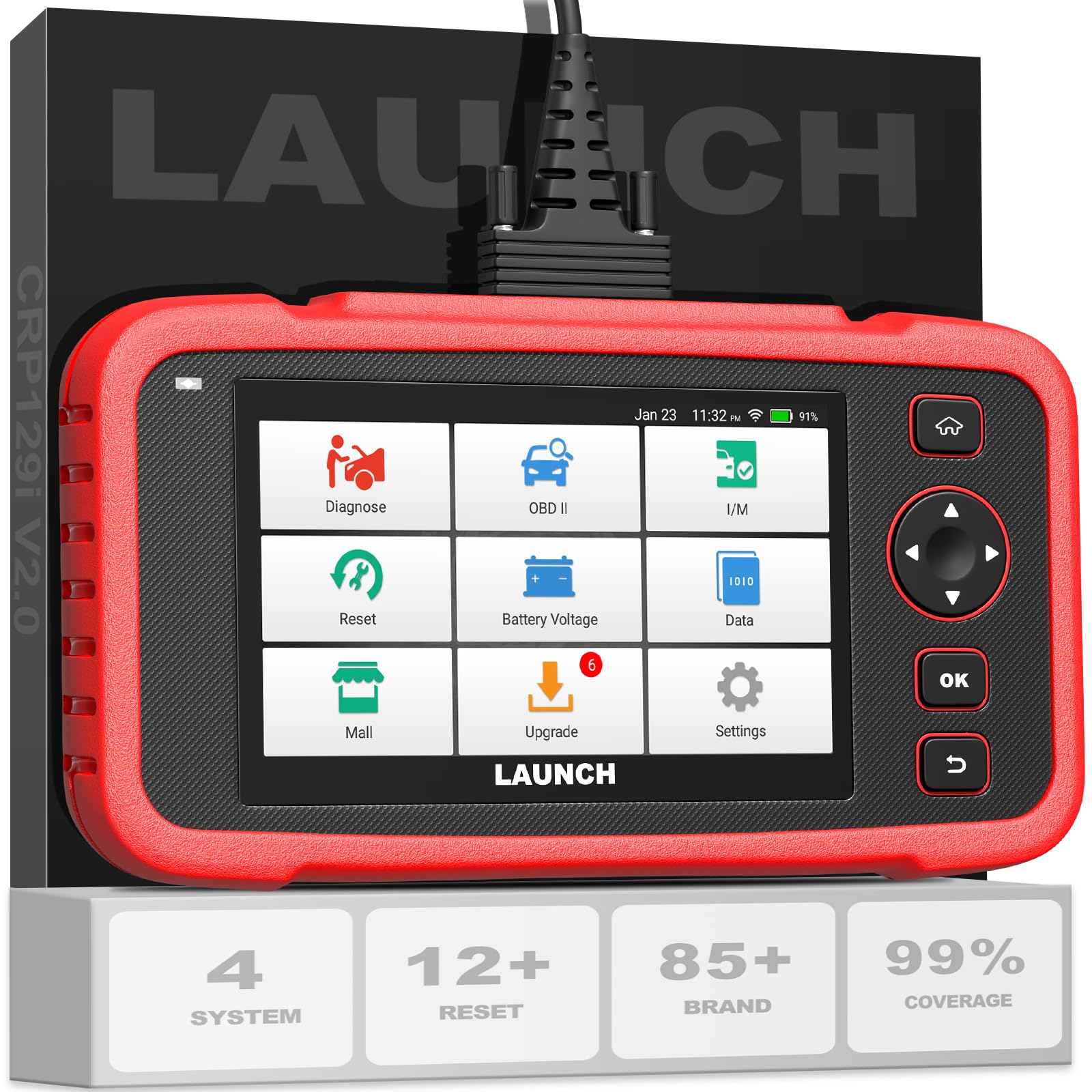 LAUNCH CRP129X Plus OBD2 Auto Diagnostica, Scanner Diagnostico Con Tutte Le Diagnosi Di Sistema, 8 Servizi, Reset Olio/SAS/Freno/BMS/TPMS/Codifica Iniettore, Auto Vin, Aggiornamento Gratuito A Vita - Foto 13