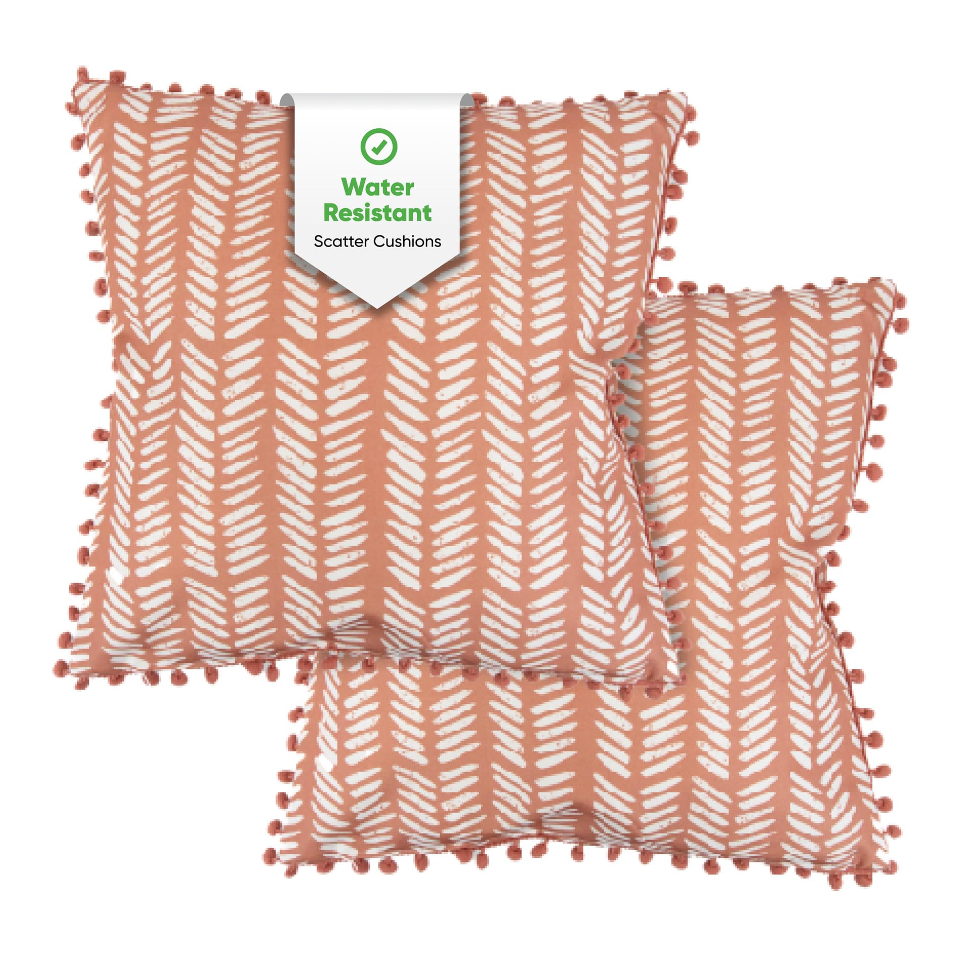 Gardenwize - Pack of 2 Outdoor Scatter Cushions, Garden Furniture Cushions - Covers & Pillows (Terracota Fern)