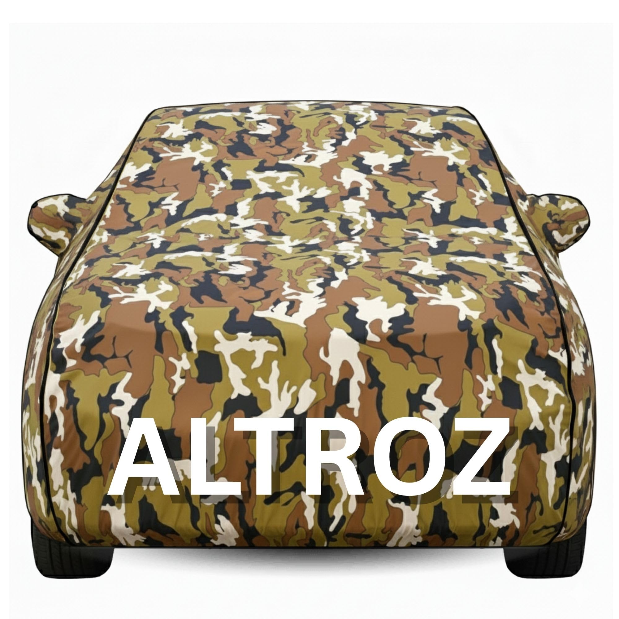 FAVOUITE Waterproof Car Body Cover for TATA altroz Mirror and Antenna Pocket, All Weather Protection, Soft Cotton Lining, Triple Stitched -Heat Resistant Metallic Silver (Jungle, Tata Altroz)