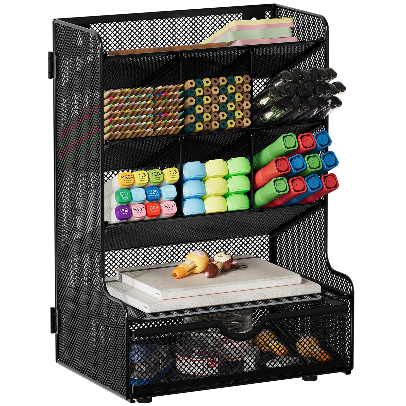 Porte stylo et organisateur bureau à tiroir avec 9 compartiments