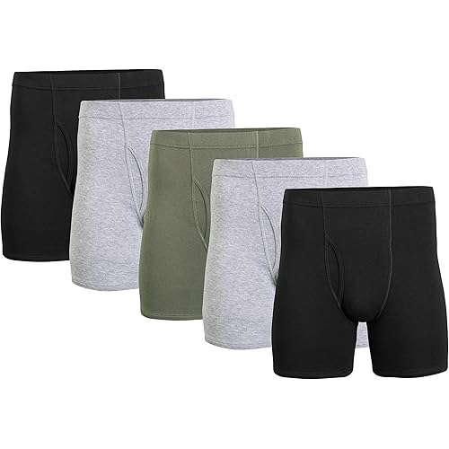 Gildan Men's Underwear Covered Waistband Boxer Briefs, Multipack