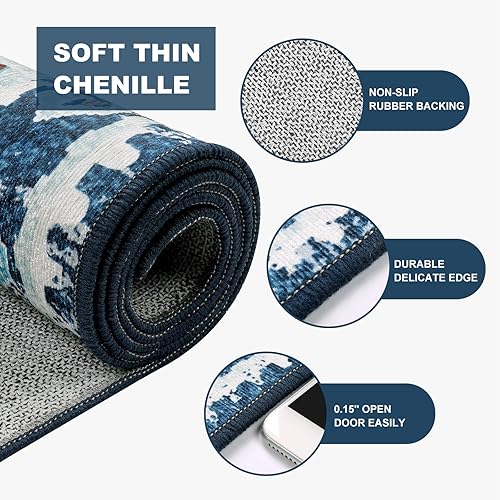 Miniatura 10 de Wonnitar Alfombra bohemia pequeña de 2 x 3 pulgadas, lavable, antideslizante, con enrejado marroquí, no desprende pelusa, alfombra de cocina