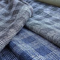 Vista 3 de Tela de lino amarillo a cuadros de tweed de doble cara, tela de alta calidad, material duradero para costura, manualidades y decoración del hogar