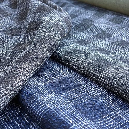 Miniatura 8 de Tela de lino amarillo a cuadros de tweed de doble cara, tela de alta calidad, material duradero para costura, manualidades y decoración del hogar