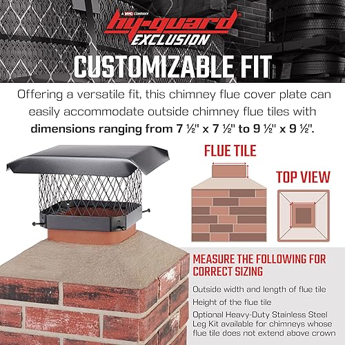 Miniatura 4 de HY-GUARD HG99 - Cubierta de chimenea de acero galvanizado de un solo perno en malla, tamaño de 34 pulgadas, se adapta a baldosas de humo de arcilla