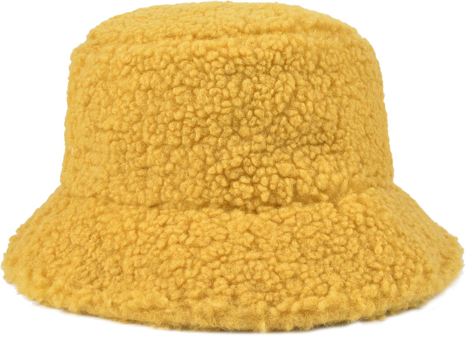 ChezAbbey Faux Fur Bucket Hat, Fuzzy Furry Winter Warm Fisherman Cap, Fluffy Teddy Sherpa Clothe Hats for Women Men Girls