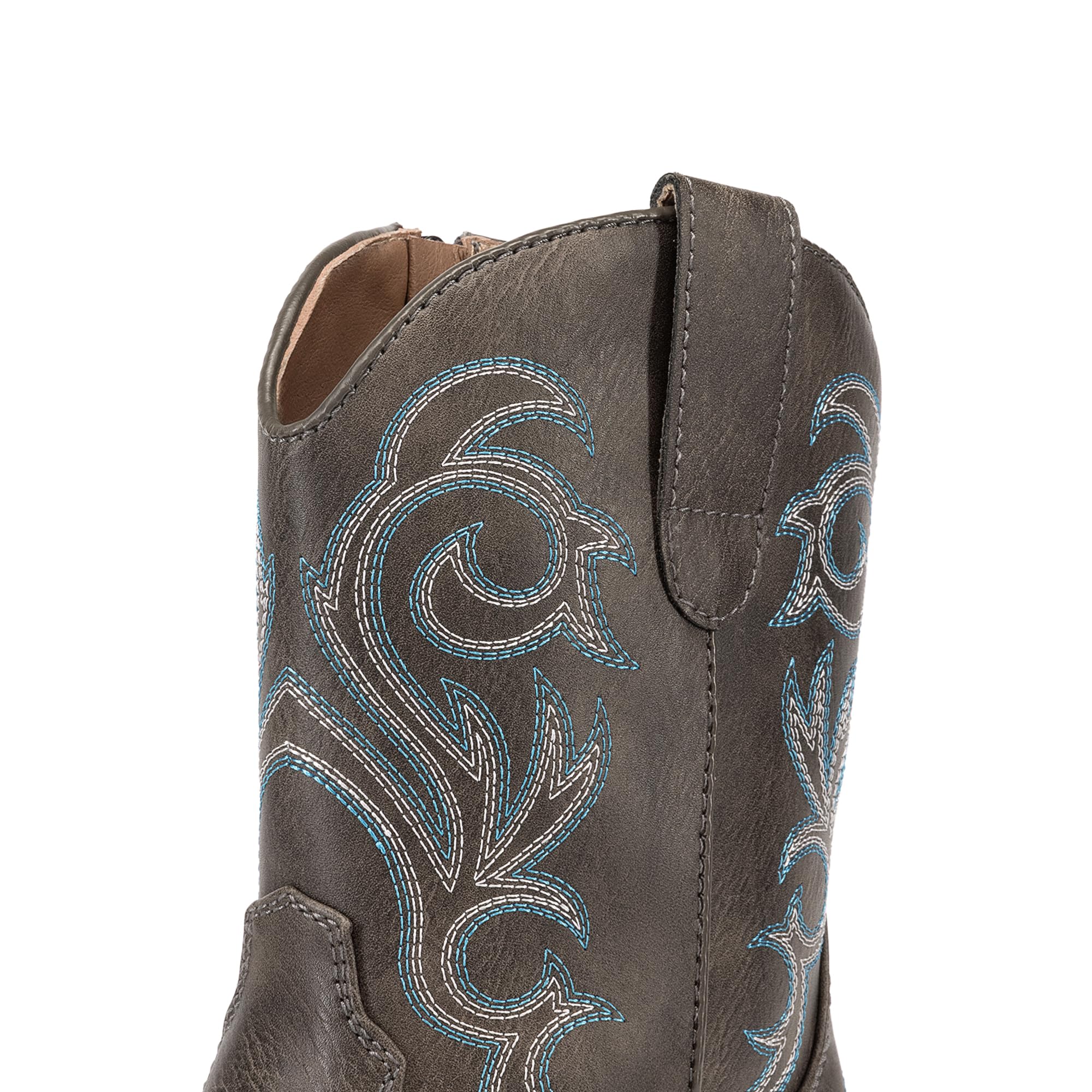 DREAM PAIRS Stivali da Cowboy da Donna, Stile Cowgirl, Stivaletti Alla Caviglia Ricamati Tacco Spesso, Stivaletti Corti Alla Moda con Cerniera