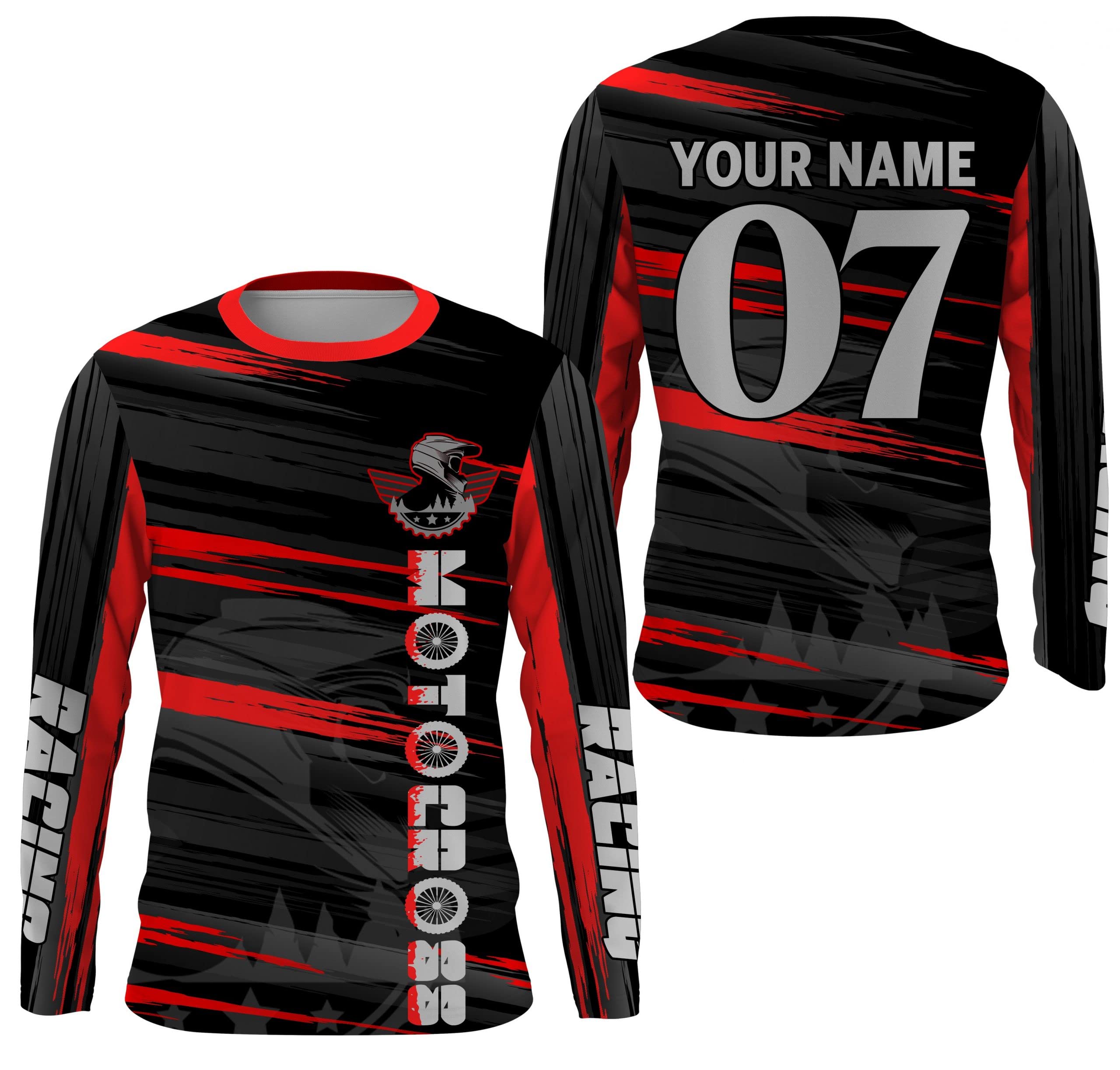 Personalized Adult&Kid Jersey Red MX UV Protective Motocross for Life Racing Biker Off-Road Shirt PDT64, M