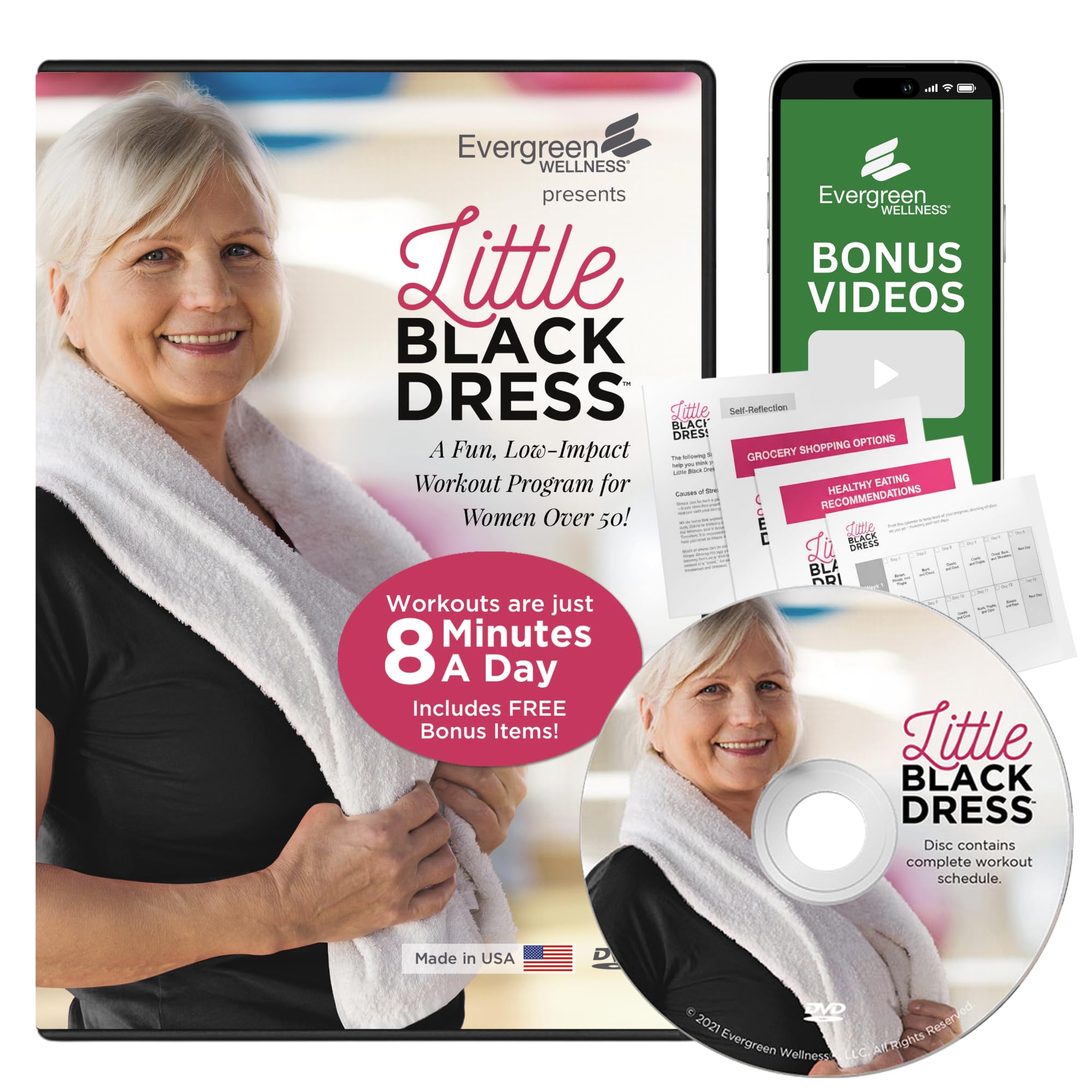 Evergreen Wellness The Little Black Dress Workout DVD for Beginners and Seniors - Low Impact Full Body Exercise Program for Women