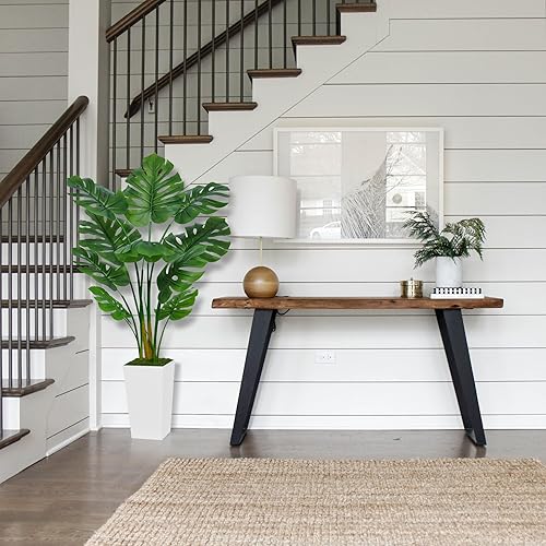 Miniatura 3 de ASTIDY Bird of Paradise - Planta artificial de 5 pies, palmera tropical sintética con maceta alta gris, planta falsa de hoja de plátano en maceta,