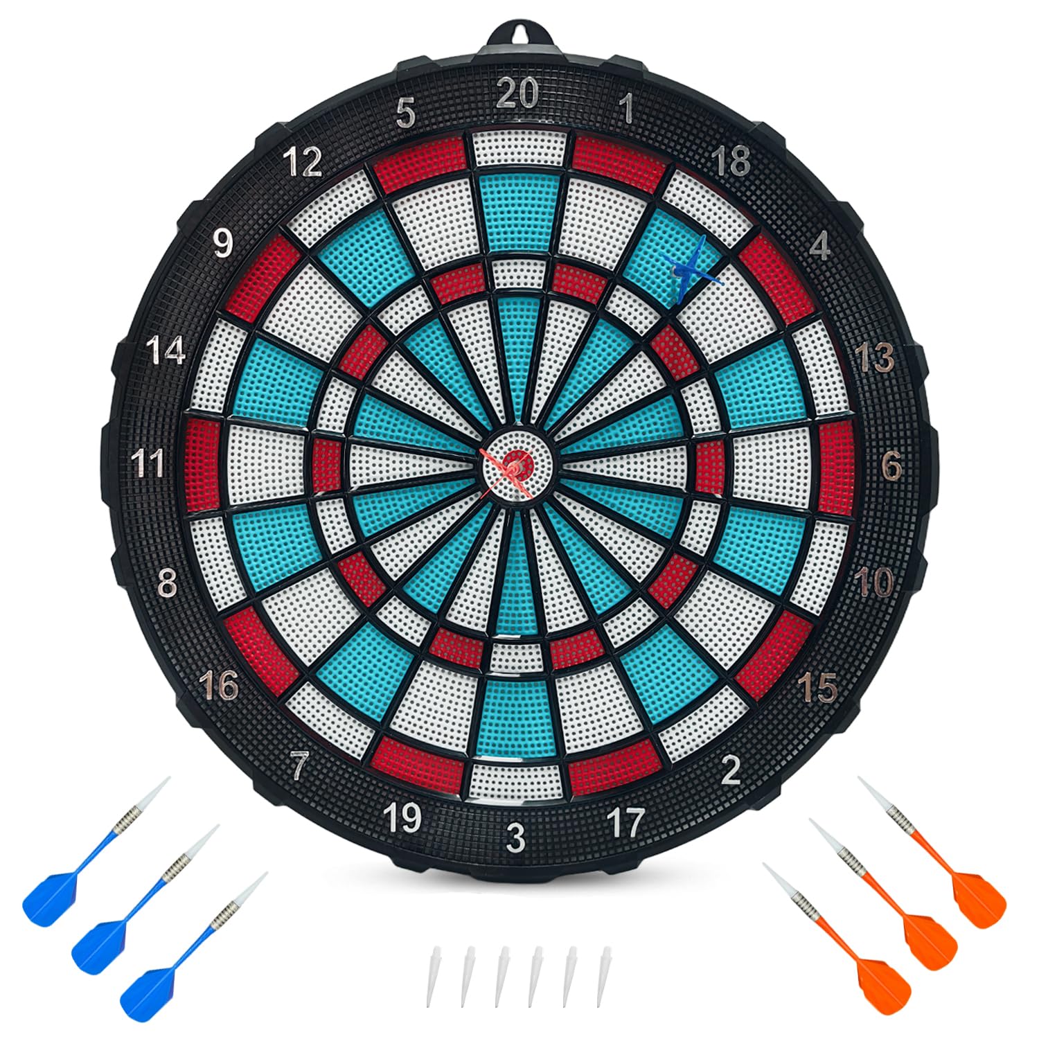 16 Inch Soft Tip Safety Dartboard Set with 6 Soft Darts & Replacement Tips