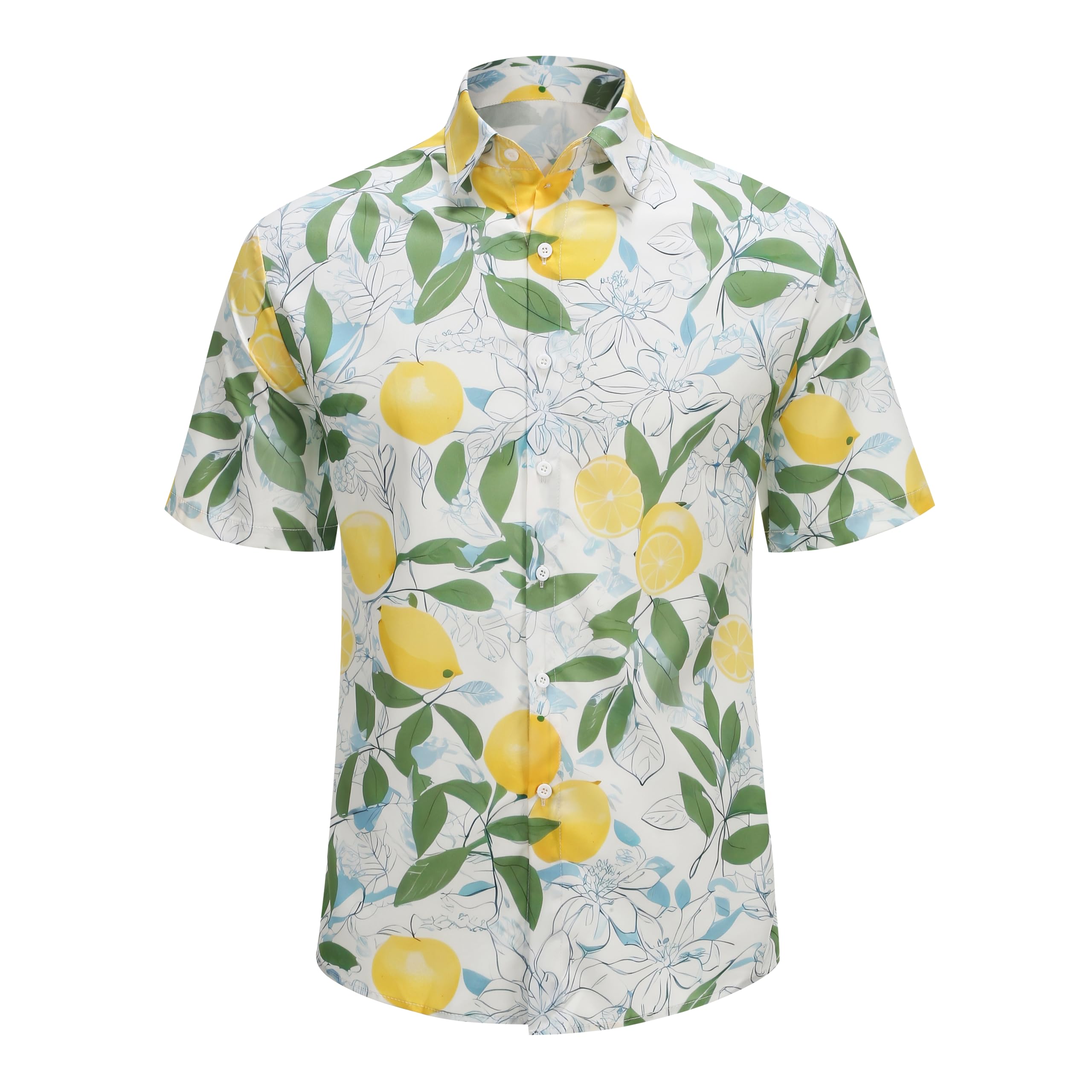 Men Aloha Shirt Regular Fit Adult Casual Floral Button Down Shirts Short Sleeve Funny Hawaiian Shirts Outfit