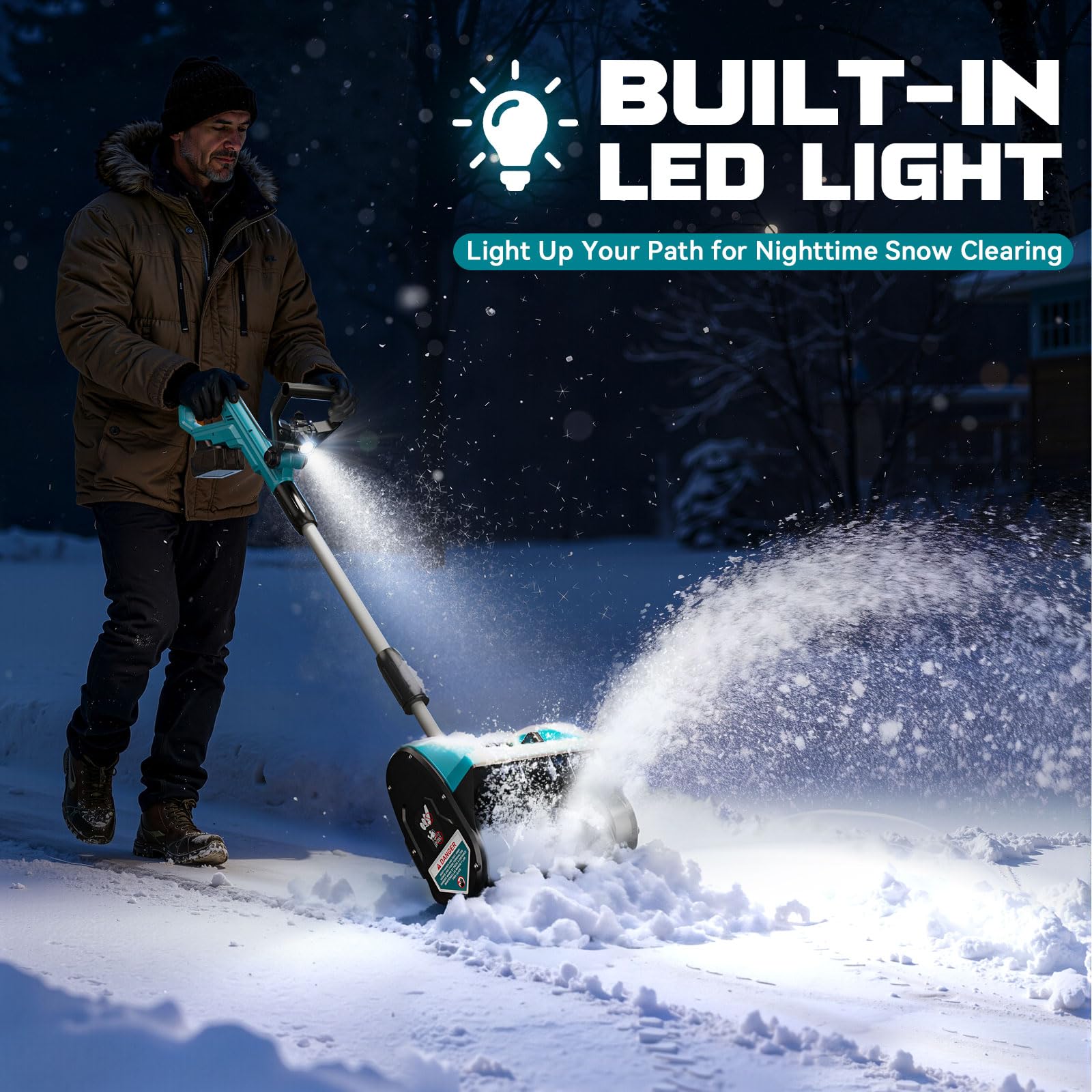 Ecarke Akku-Schneefräse kompatibel mit Makita 18V Akkus, 1000W bürstenloser Motor, Räumhöhe bis 15.5 cm, Wurfweite bis 6-7 m, Arbeitsbreite 30 cm, 30° verstellbar (ohne Akku)