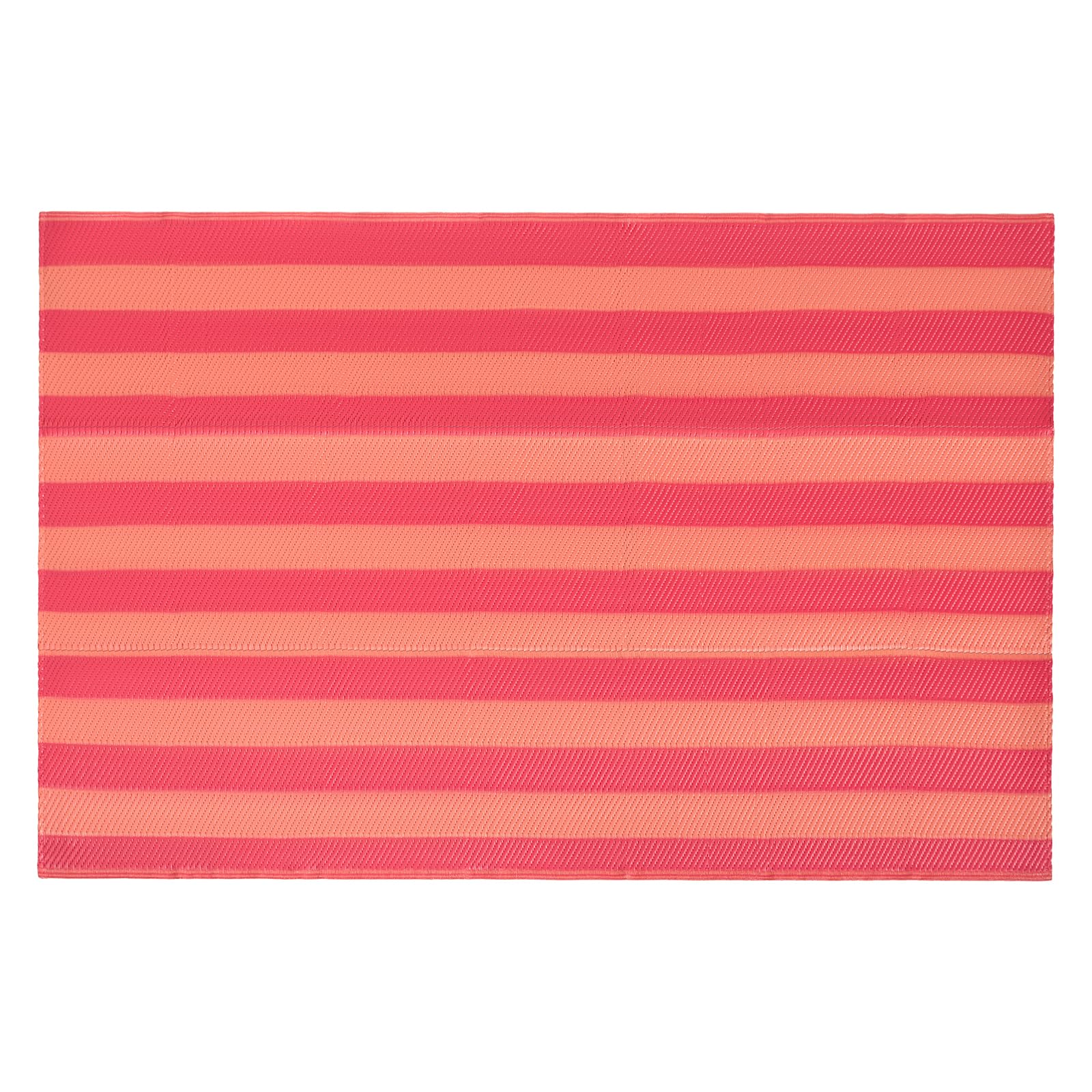 OHS Outdoor Rug Stripe, Garden Rugs Outdoor Waterproof Foldable Non Slip Large Rug Reversible UV Decking Tiles Outdoor Carpet Patio Rugs for Poolside Porch Picnic Camping, Orange/Pink - 160 x 230cm
