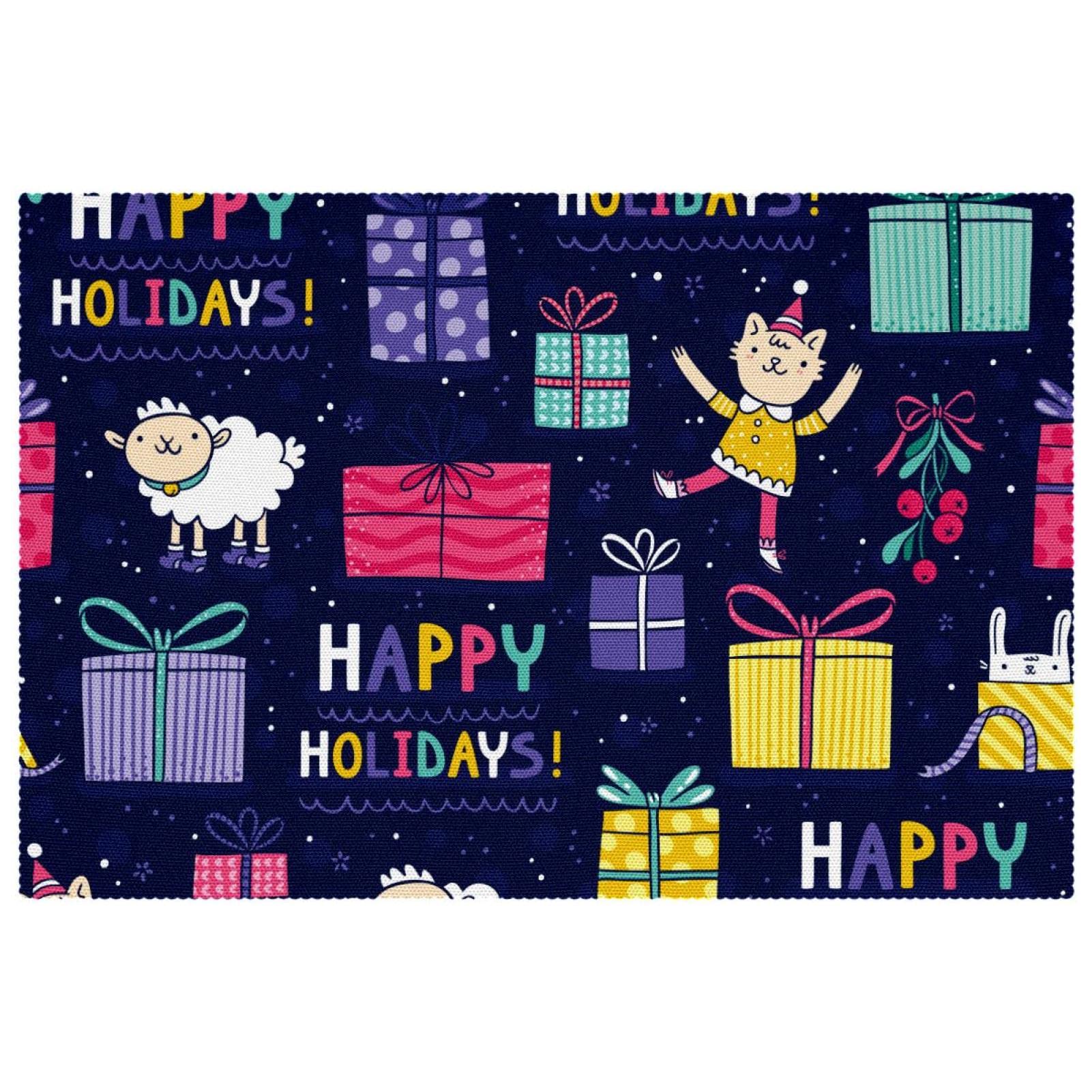 Sets de table en tissu Oxford Happy Holidays de qualité supérieure résistants à la chaleur