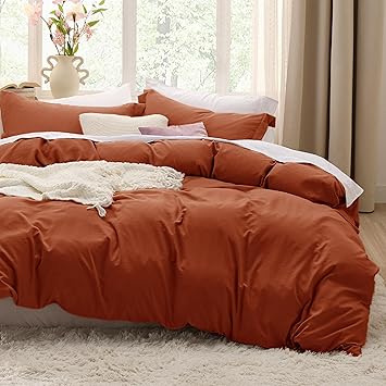 Bedsure Terracotta Duvet Cover Queen Size 3 Pc Set