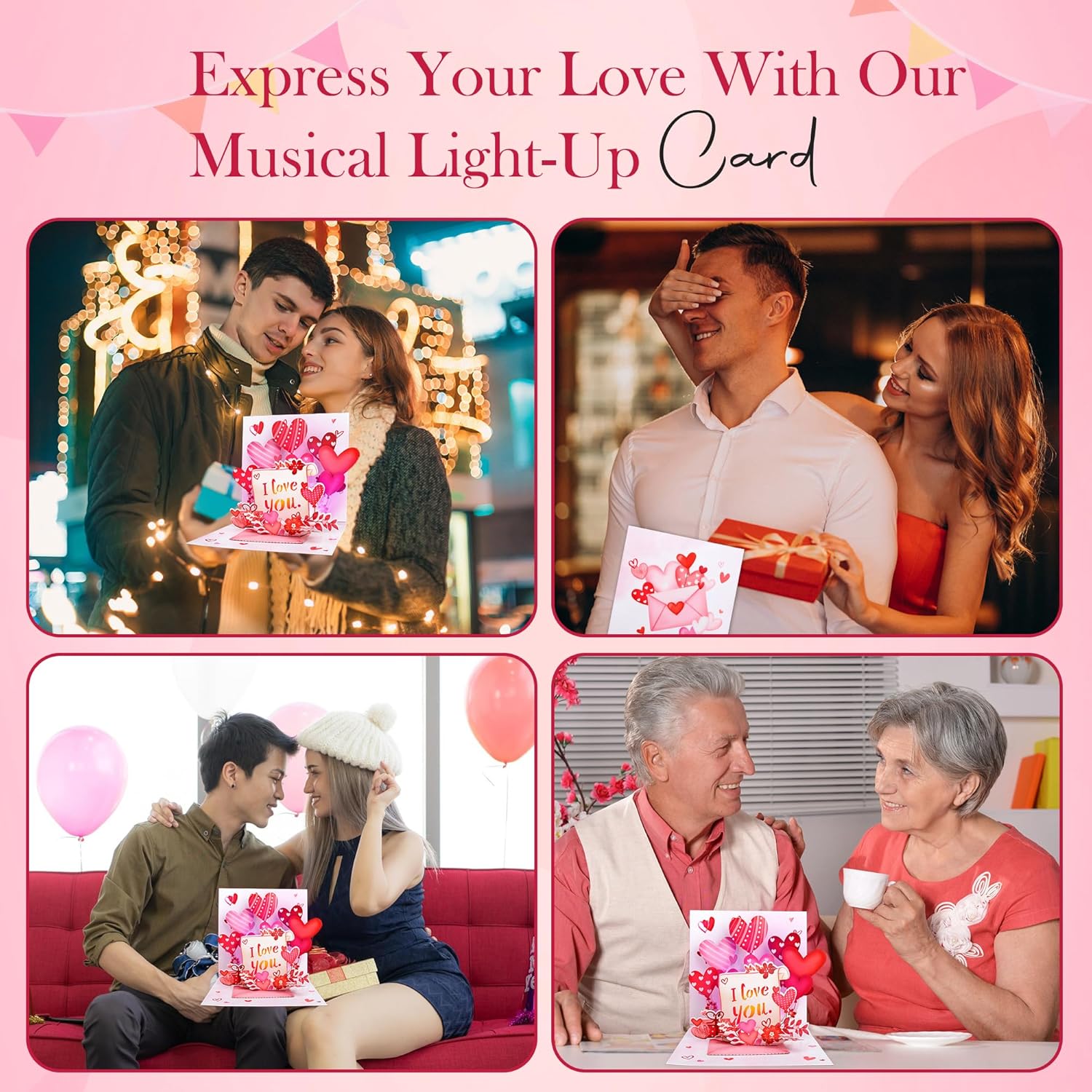 3D I Love You Card - Popup Musical Cards with Light Up- Romantic Greeting Card - Anniversary, Birthday or Special Occasion - Blank Note Card & Envelope Included - Pop Up cards - Image 2