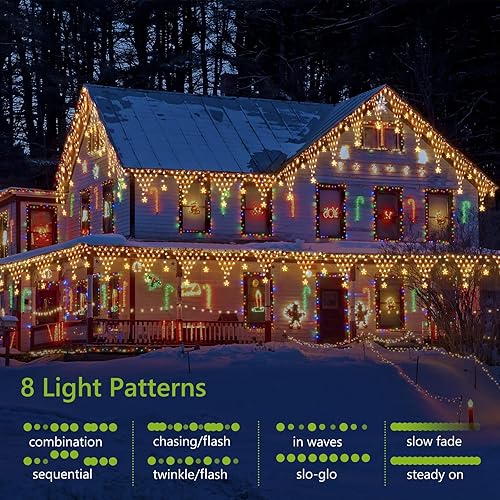 Miniatura 2 de Luces de Navidad para decoración al aire libre, 13.8 pies, 200 luces LED de Navidad con 12 estrellas, 8 modos de luz regulables con temporizador