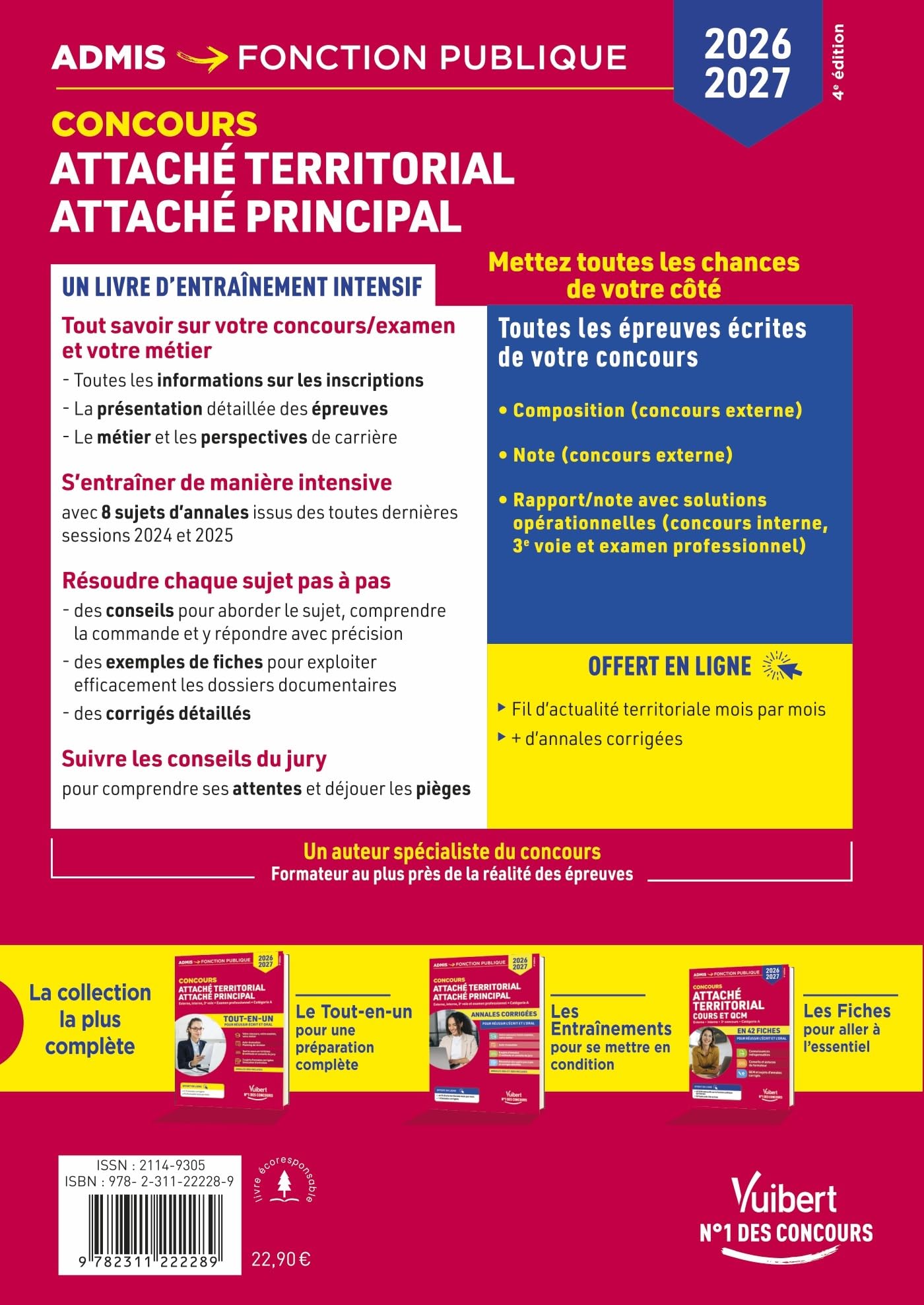 Concours Attaché territorial 2026 - Annales corrigées: Externe, interne, 3e voie et examen professionnel - Catégorie A