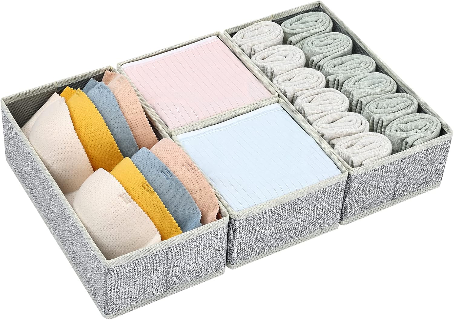 Homyfort Faltbare Aufbewahrungsboxen 4er Set - Schubladen Organizer Für BH & Unterwäsche