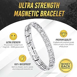 MagnetRX Women\'s Ultra Strength Magnetic Bracelet - Effective Titanium Magnetic Bracelets for Women - Adjustable Length with Sizing Tool for Perfect Fit (Silver)